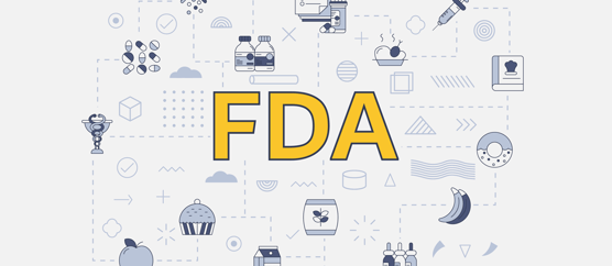 6.13.23 1200x524 px fda food and drug administration concept with icon set with big word or text on center