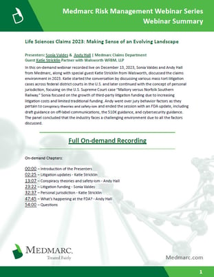 Life Sciences Claims 2023 - Making Sense of an Evolving Landscape Summary