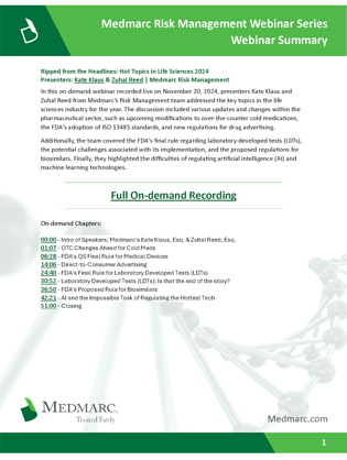 2024-11-21-Ripped from the Headlines Hot Topics in Life Sciences Summary