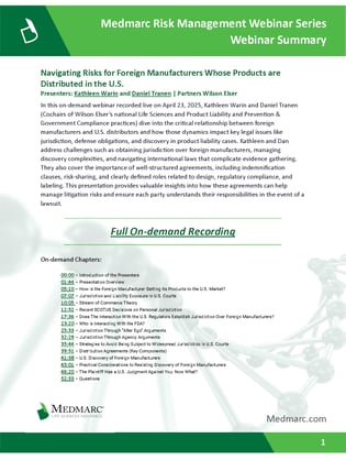 2025-04-22-Navigating Risks for Foreign Manufacturers Whose Products are Distributed in the US Summary