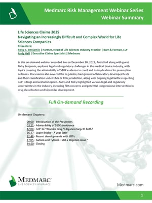 2025-12-10-Life Sciences Claims 2025 Navigating an Increasingly Difficult and Complex World for Life Sciences Summary