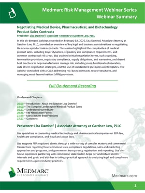 2026-02-18-Negotiating Medical Device, Pharmaceutical, and Biotechnology Product Sales Contracts Summary